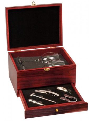 Rosewood Finish 5-piece Gift Set with Glasses