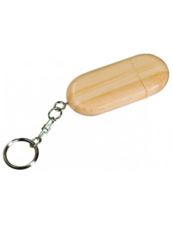 USB Bamboo Rounded Keychain