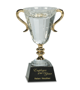 Crystal Cup with Gold Handles and Stem