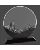 Crystal with Resin Mountain Scene, Round