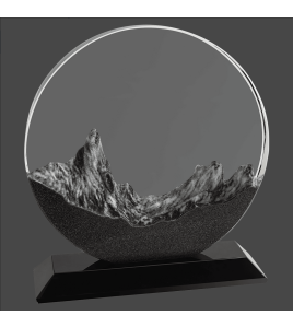Crystal with Resin Mountain Scene, Round