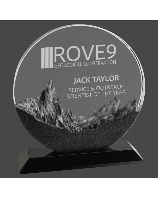 Crystal with Resin Mountain Scene, Round