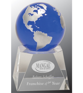 Crystal Blue Globe on Clear Base