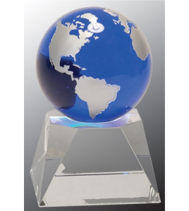 Crystal Blue Globe on Clear Base