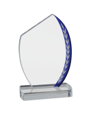 Blue Edge Oval Slant Glass