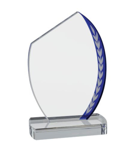 Blue Edge Oval Slant Glass