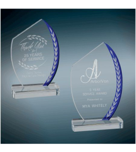 Blue Edge Oval Slant Glass