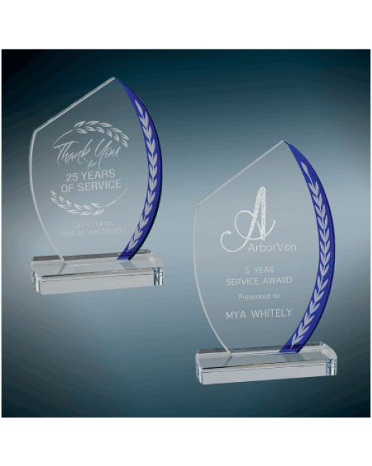 Blue Edge Oval Slant Glass