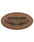 Leatherette Name Tag, Oval Stitched