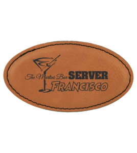 Leatherette Name Tag, Oval Stitched