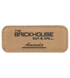 Leatherette Name Tag, Small Stitched