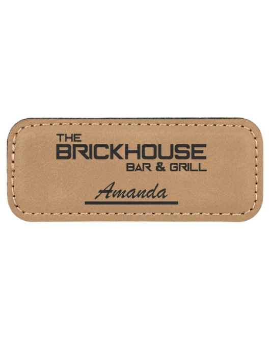 Leatherette Name Tag, Small Stitched