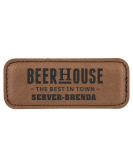 Leatherette Name Tag, Small Stitched