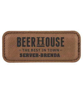 Leatherette Name Tag, Small Stitched