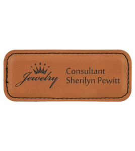 Leatherette Name Tag, Small Stitched