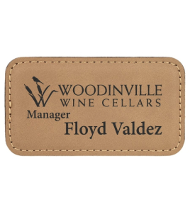 Leatherette Name Tag, Large Stitched
