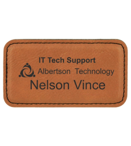 Leatherette Name Tag, Large Stitched