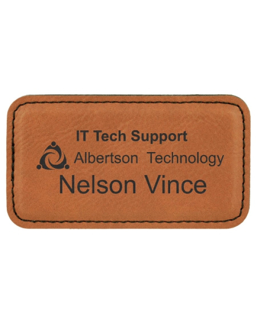 Leatherette Name Tag, Large Stitched