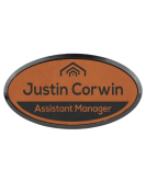 Leatherette Name Tag, Oval Frame