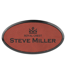 Leatherette Name Tag, Oval Frame