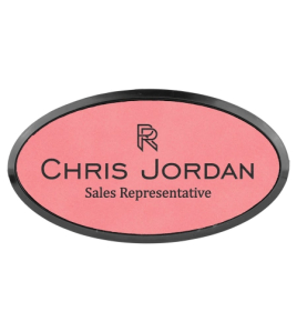 Leatherette Name Tag, Oval Frame