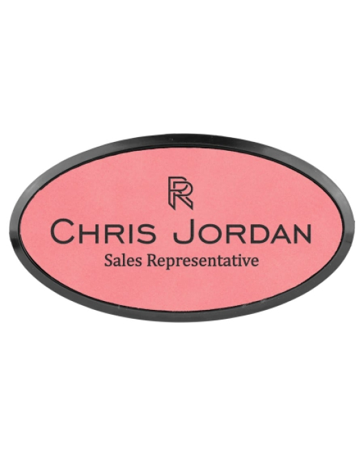 Leatherette Name Tag, Oval Frame