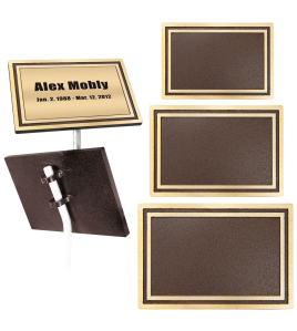 Cast Aluminum Sign with Rod, Bronze/Brown