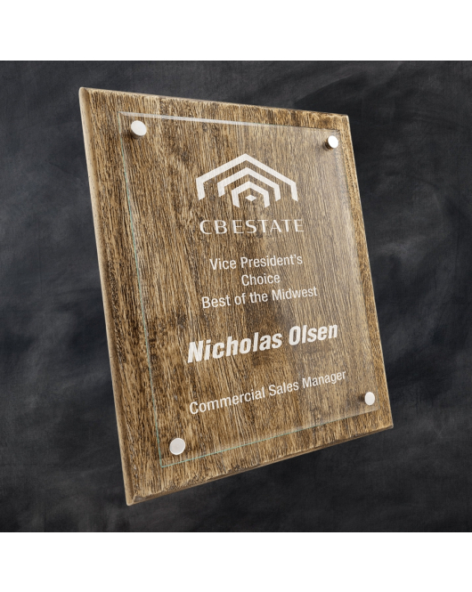 Barnwood Plaque with Floating Glass Plate