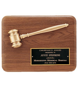 Gavel Plaque with Metal Gavel