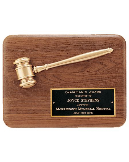 Gavel Plaque with Metal Gavel