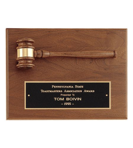 Gavel Plaque, Horizontal, Square Corner