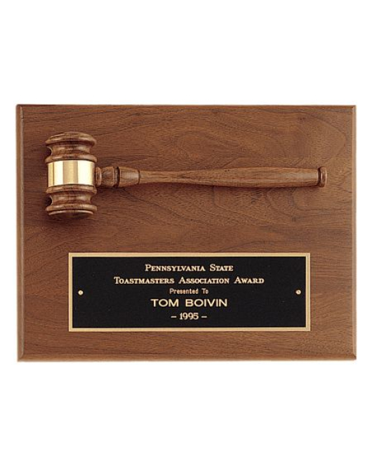 Gavel Plaque, Horizontal, Square Corner