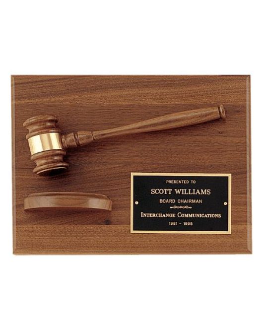 Gavel Walnut Plaque With Sound Block