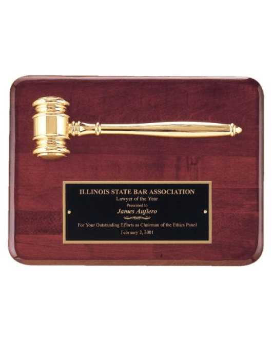 Gavel Plaque with Metal Gavel, Rosewood