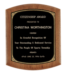 Coventry Series Walnut Plaque with Black Brass Plate