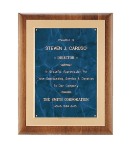 Walnut Frame with Brushed Gold and Blue Marble Plate