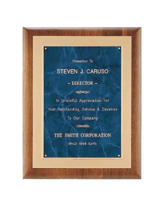 Walnut Frame with Brushed Gold and Blue Marble Plate