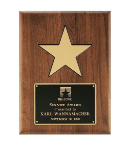 Star on Walnut Plaque