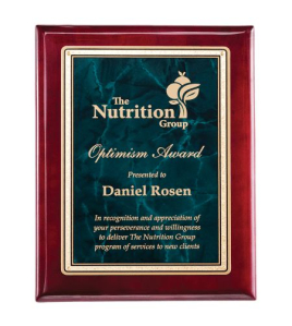 Rosewood Plaque with Emerald Marble Plate