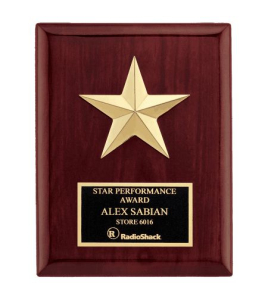 Star Cast Rosewood Plaque
