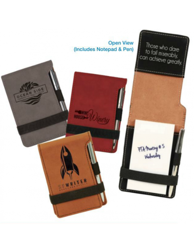 Leatherette Pocket Notepad and Pen