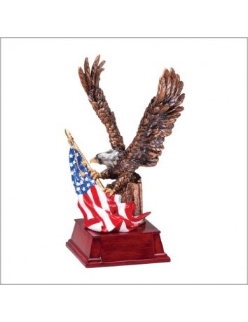 Bronze Eagle on Flag - Hand-painted
