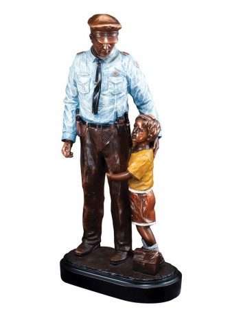 American Hero Policeman with Child - Painted