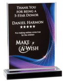 Illusion Acrylic Plaque on Black Marble Base, Blue