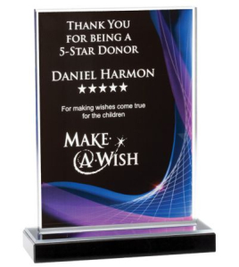 Illusion Acrylic Plaque on Black Marble Base, Blue