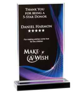 Illusion Acrylic Plaque on Black Marble Base, Blue