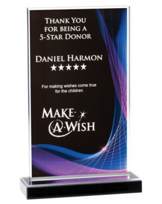 Illusion Acrylic Plaque on Black Marble Base, Blue