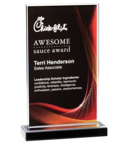 Illusion Acrylic Plaque on Black Marble Base, Red