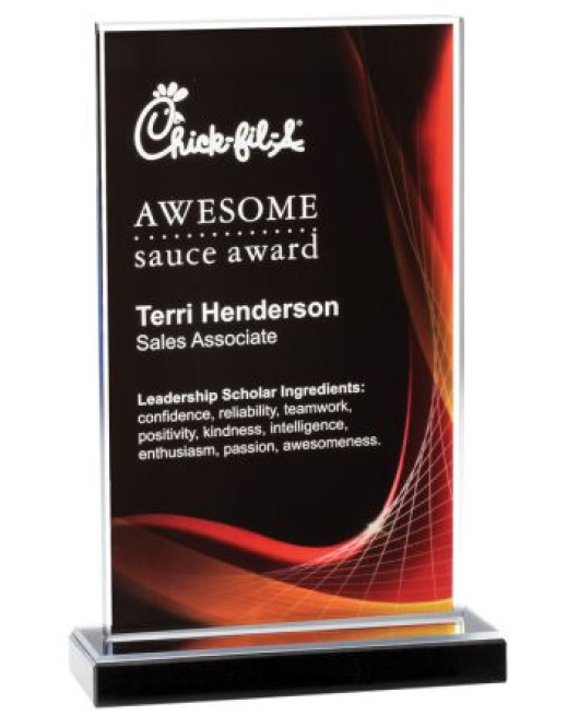 Illusion Acrylic Plaque on Black Marble Base, Red