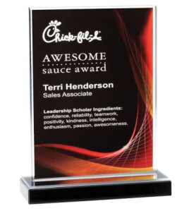 Illusion Acrylic Plaque on Black Marble Base, Red